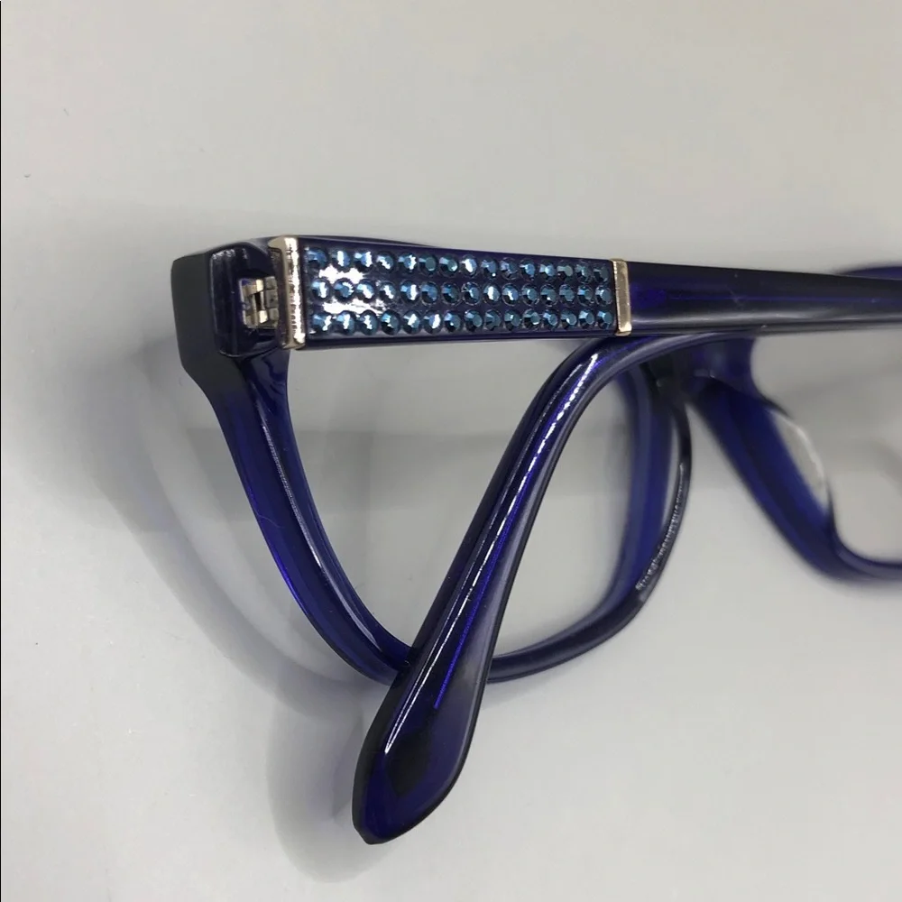 Lulu Guinness L886 Glasses FRAMES Indigo Blue w Crystals 52-15-135 Cat Eye